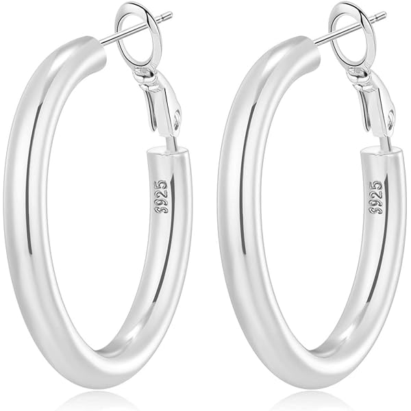 KRFY Orecchini A Cerchio Grandi Donna - Argento 925 E Placcato Oro 14K - Tubo Cavo Leggero - 40/50/60mm Ipoallergenici