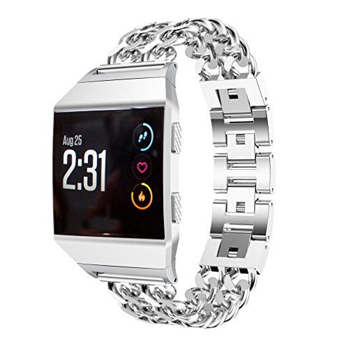 Preisvergleich Produktbild KINGKO Solid Edelstahl Zubehör Uhrenarmband Strap Metallbänder für Fitbit Ionic Zart und langlebig (Silber)