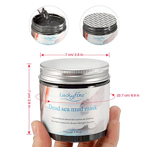 Natürliche Totes Meer Schlamm Maske, LuckyFine Tiefenreinigende / Ölkontrolle / Mitesser Akne entfernen Gesichtsmaske 250g - 6