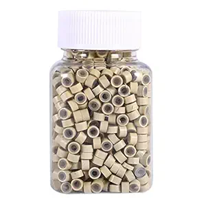 200/500/1000/2000PCS 4MM Silicone Lined Hair Extension Link Rings Beads Loops Tools 12 Types(Beige(1000pcs))