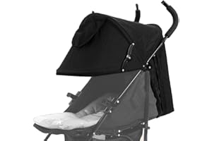 TOPOQ Pram Sun Shade Cover Baby Stroller Sun Shade Canopy Awning Pushchair Sunshade Sun Cover Universal Baby Buggy Sun Shade Parasol Umbrella with Pockets Mesh Window Adjustable Retractable