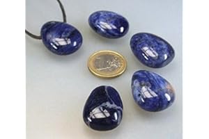 Panotophia 1 Sodalith Trommelstein Anhänger gebohrt mit Band I Glücksbringer I Energiearbeit | Meditation I Lucky Stone I Glückssteine | Mineralien | Dekosteine I