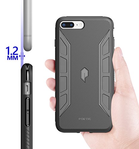 Funda iPhone 7 Plus  Poetic  Serie Karbon Shield - Protecci  n de Impacto de Esquina T  ctil   Flexible   Textura de Fibra de Carb  n  Elegante Slim Fit TPU de Protecci  n Funda para de Apple iPhone 7 Plus  2016  Negro