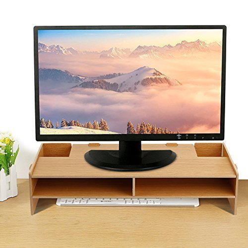 Desktop Monitor Stand Universal Desktop Monitor Ständer Wasserdichte und feuchtigkeitsbeständig Monitorständer für Desktop Schreibtisch – Monitor LCD TV Fernsehapparat Laptop Computer Schirm – Braun - 4