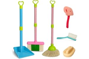 Toyana 6 PCs Kids Cleaning Set, Pretend Play Housekeeping Role Play Toy with Mop Broom Dustpan Sponge Brush, Complete Cleaning Tools Kit for Little Helpers, Educational Gift for Children Ages 3+ Years