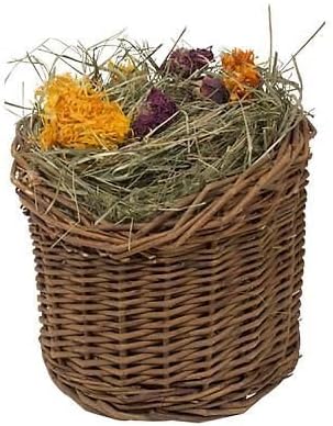 JR Mr Woodfield Willow Basket Hay Rack filled with 100% Edible Natural Meadow Flower & Hay