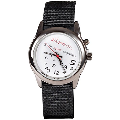 Armband-Uhr Unisex mit lustigem Schriftzug Whatever, I’m late anyway (Wie auch immer, ich bin sowieso zu spät) für unpünktliche Leute Armband-Uhr Unisex mit lustigem Schriftzug Whatever, I’m late anyway (Wie auch immer, ich bin sowieso zu spät) für unpünktliche Leute