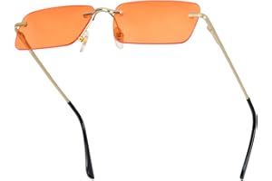 besbomig Gafas de Sol Sin Montura Rectangulares para Mujer Hombre Vintage Gafas de Moda con Protección UV400
