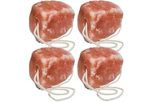 Darlies Organic Pink Himalayan Rock Salt Lick with Rope - 1KG 3KG 5KG Small Medium Large - Horse Livestock Licking Salt Supplement Treat (4, 1KG SMALL)