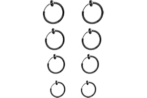 EUJEBEDA 4 Paires Acier Inoxydable Boucles d'oreilles Clips Homme Femme Fille Boucles d oreilles pour Oreilles Non Percees Fausse Boucles d'oreilles Sans Trou Boucle d Oreille Clip Créole Anneaux Noir