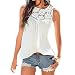 Produktbild Damen Hemd LSAltd Frauen Mode Spitze Stickerei ärmellose Weste Top Solid Crop Top Casual T-Shirt (L, Weiß)