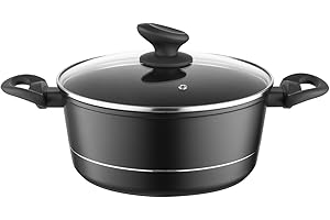FLORINA Faitout Aluminium (4 l) I Diamètre de 24 cm I Marmite avec Couvercle en Verre DELUX I Casserole avec Fond à Induction I Faitout pour Induction, Marmite tous Feux I Revêtement Antiadhésif