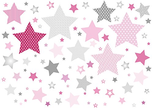 anna wand Wandsticker STARS - Wandtattoo für Kinderzimmer / Babyzimmer mit Sternen in versch. Farben - Wandaufkleber Schlafzimmer Mädchen & Junge, Wanddeko Baby / Kinder