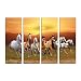 eCraftIndia 4 Panel Lucky 7 Running Horses Premium Canvas Painting (100 cm x 1 cm x 61 cm, Set of 4, CPGKB2107) RS.1499.00