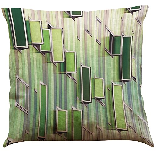 MStar 4 Stück Frühling Grünzeit gedruckt Muster Kissenbezug 45X45cm Leinen-Baumwoll atmungsaktiv Kissenhülle Kopfkissenbezug - 4
