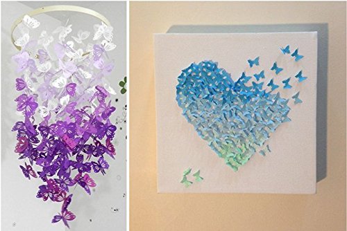 ElecMotive 50 Stück Schmetterling Tischkarten Namenskarten Glasanhänger Wandsticker für Tischdeko Hochzeit Party Haus Deco (Grün) - 3