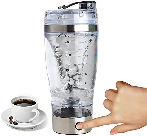 Ukaoomo Electric Protein Shaker Blender Automatic Stirring Cup Free Detachable Mixer Cup for Office Gym Travel 450ML
