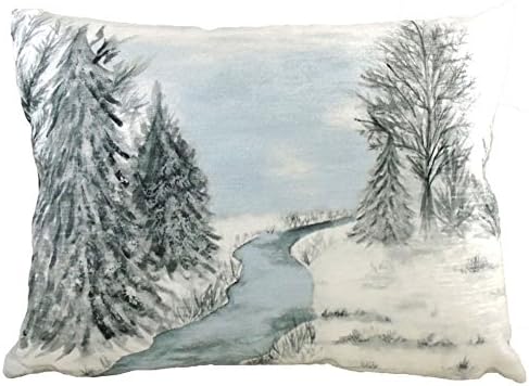 Skandi Winter Scene , Blue Scandinavian style Winter Christmas Cushion …