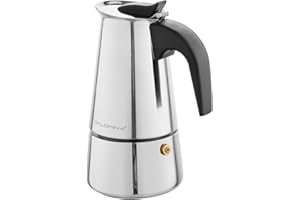 ‎FLORINA FLORINA Edelstahl Espressokocher 4 Tassen (200 ml) I Herdplatten Espressomaschine LUNGO I Espresso Kaffeekanne aus Rostfreierm Stahl mit Induktionsboden I Geeignet für alle Herdarten & Induktion