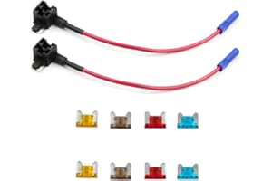 KOLACEN Automotive Car Truck 2 Pieces 16 Gauge Add-a-circuit Fuse TAP Adapter for Low-profile Mini Blade Type Fuse + 8 Pieces Low Profile Mini Fuse 5Apm 7.5Apm 10Apm 15Apm
