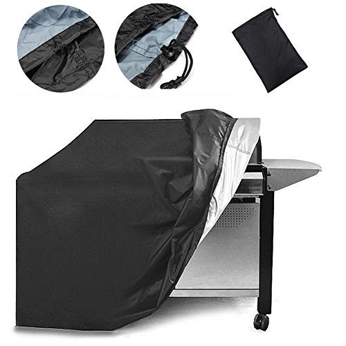 BBQ Grillabdeckung, Grill-Abdeckhaube Schutzhuelle Haube Wetterschutzabdeckung BBQ Cover für Weber, Brinkmann, Char Broil, Holland and Jenn Air Grill Smoke Barbecue Gasgrill —Schwarz von Jr.Hagrid (S:145x61x117cm)