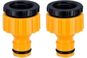 TOPWAYS 3/4 inch and 1/2 inch BSP 2in1 Plastic Outdoor Graden Hose Tap Connector Threaded Faucet Adapter 2 pack