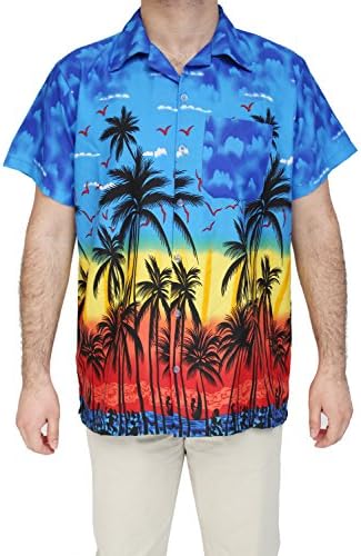 Hawaiian Shirt New STAG Beach Palm Hawaii Aloha Party Summer Fancy XS to XXL-3-Blue-X-Large