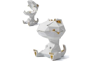 HAUCOZE Amoy-Art Plato de Caramelos Dulces Tarro de Galletas Dinosaurio Figura Decorativa Modern Escultura Arte Animal Regalo Interior Estatua Resina Blanco 18cm