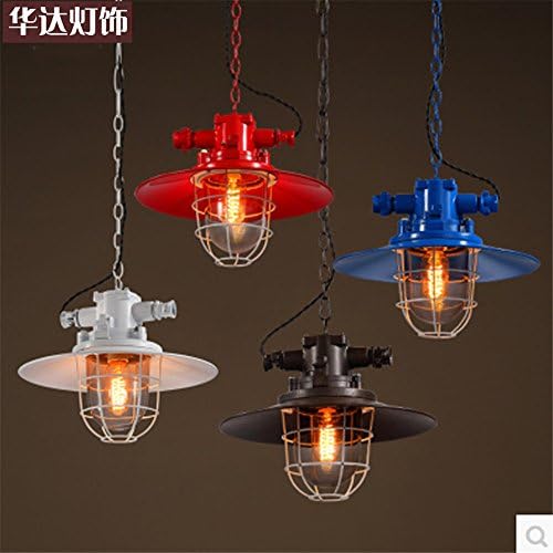 Ysddian Color-Proof Lights Loft Single Head Lamps Retro Industrial Wind American Style Cafe Lounge Iron Chandeliers ,White,34X23cm Single Head