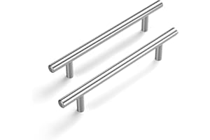 LONTAN 4 Kitchen Cupboard Handles 128mm T-Shaped Cupboard Door Handles for Drawer and Cabinet Stainless Steel Pulls Suitable for Bedroom, Living Room, Bathroom