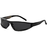 SHEEN KELLY Men's Wrap Around Sunglasses Women Vintage Gangster Style Sunglasses Futuristic Glasses