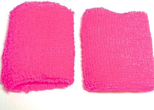 Neon Hi Vis Sweatbands Headband Wristbands Fancy Dress Unisex Sports 80's UV (Pink Wristband)