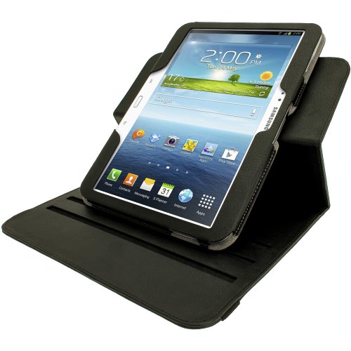 igadgitz 360° Drehbar Schwarz PU Ledertasche Hülle für Samsung Galaxy Tab 3 10.1″ GT-P5210 Mit Multi-Winkel Betrachtungs-stand + Auto Sleep/Wake + Displayschutzfolie - 7
