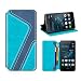 Produktbild Mobesv Smiley Huawei P9 Lite Hülle Leder, Huawei P9 Lite Tasche Lederhülle/Wallet Case/Ledertasche Handyhülle/Schutzhülle mit Kartenfach für Huawei P9 Lite, Aqua/Dunkel Blau