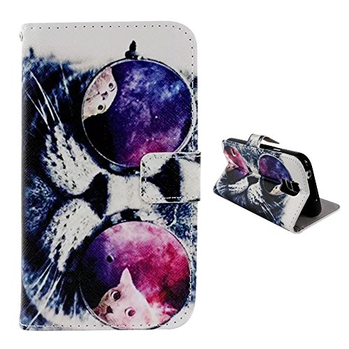 Uming Multi Pattern Design Print PU estuche de cuero para Samsung Galaxy I8190 8190 S3mini mini Fancy Colorful Printing patrones de dibujo Flip funda de cuero con soporte Stander titular mano libre ranura de la tarjeta de credito cartera HASP Iman boton magnetico hebilla Shell Protective Mobile Cell Phone funda bolsa + 1 x enchufe del anti - polvo - Glasses Cat