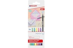 edding 1200 rotulador de color de trazo fino - juego de 6 colores pastel - punta redonda 1 mm - rotulador con punta de fieltro para dibujar y escribir - para colegio o mandala