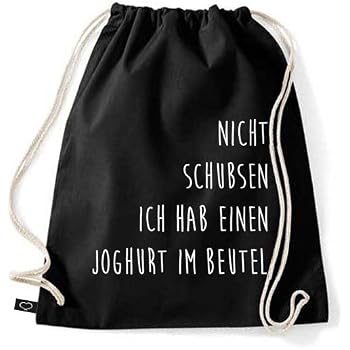 MoonWorks Turnbeutel 'Bitte Nicht Schubsen Ich Hab Nen Joghurt Im Beutel' – Baumwolle, Navy, 37x46 Cm