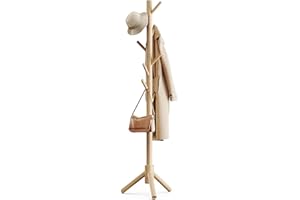 Pipishell - Porta Appendiabiti in Legno, con 4 Sezioni e 8 Ganci per Casa, Camera da Letto, Ufficio, Corridoio, Ingresso, Appartamento