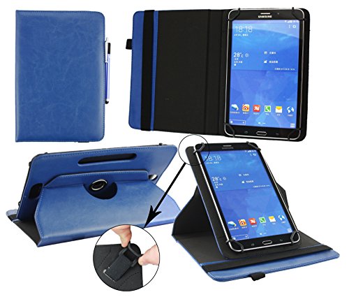 Emartbuy® Trekstor SurfTab Breeze 9.6 Quad 3G 9.6 Zoll Tablet Universal ( 9 - 10 Zoll ) Dark Blau PU Leder  360 Grad rotierende Stand Folio Geldbörse Tasche Hülle + Blau Eingabestift
