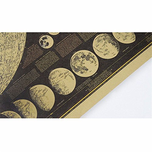 Large Vintage Retro Paper Earth’s Moon World Map Poster for Stargazer Fabulous Wall Sticker for Bar Cafe Home Living Room Decoration GS685 by LAVERTON - 2