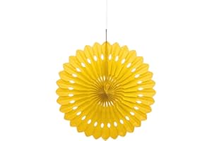 Unique Party 64261 - 40cm Ventaglio in Carta Velina Gialla Decorativo