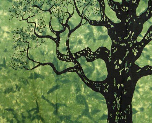 Handicrunch Baum-Druck Wandteppiche Tischläufer Grün Twin Size Bettbezug Indien 82 X 57 Zoll - 2