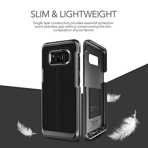 Galaxy S8 Hülle, VRS Design® Leder Schutzhülle [Schwarz] Handytasche Slim Case mit Echt-Leder Außenseite Ledertasche [Simpli Mod] für Samsung Galaxy S8 2017 - 3