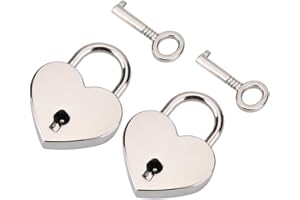 HZTYYIER 2 Conjuntos Candado de Corazón de Metal, Mini Forma de Corazón Candado de Metal Estilo Antiguo Cerradura de Plata con Llaves para Caja de Joyas Diario Libro Regalo de San Valentín Cadenas Coeur