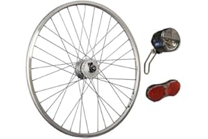 Taylor-Wheels 26 Pouces Roue Avant vélo Argent avec éclairage LED Jusqu'' à 25lux
