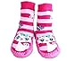 Baby Girl Toddlers Kids Indoor Slippers Shoes Socks Moccasins NON SKID PINK STRIPED KITTY CAT (3-9 MTHS)