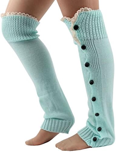Atdoshop(TM) Women Crochet Knitted Stocking Leg Warmers Boot Cover Lace Trim Socks (Skyblue)