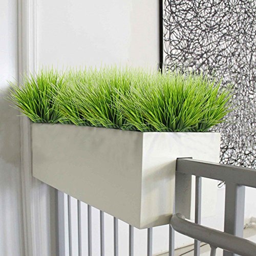 4Pcs Frühling Kunstpflanzen Grün Gras,Die Echt Busch für Draußen Garten,Wasserfest Dekogras - 4
