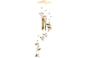 URCheers Ángel Cupido Carillones de viento – Adorno de jardín para interior y exterior, cristal colgante con hada de ángel, oro plateado, para casa, jardín, patio, regalo (dorado)