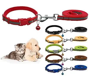 Nylon Reflective Safe Pets Collar Breakaway Safety Cat Dog Puppy Kitten Collars with Bells (Red)